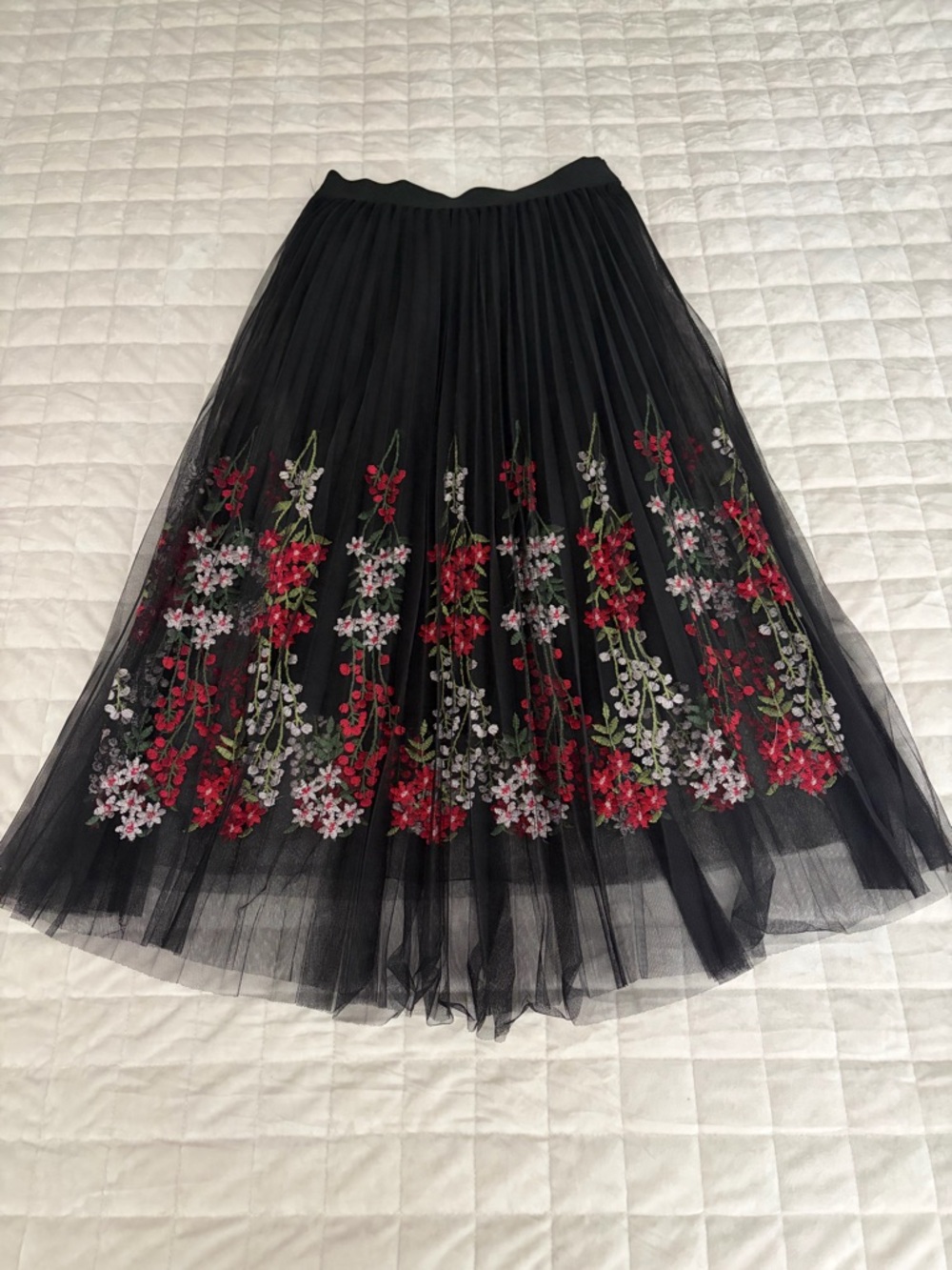 Moon Collection Tulle Embroidered Midi Skirt, Size S/M